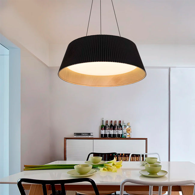 LÁMPARA COLGANTE DEVORA LED BLACK AND WOOD + CONTROL REMOTO