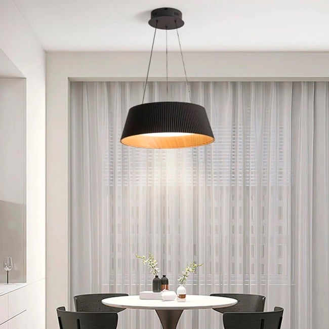 LÁMPARA COLGANTE DEVORA LED BLACK AND WOOD + CONTROL REMOTO