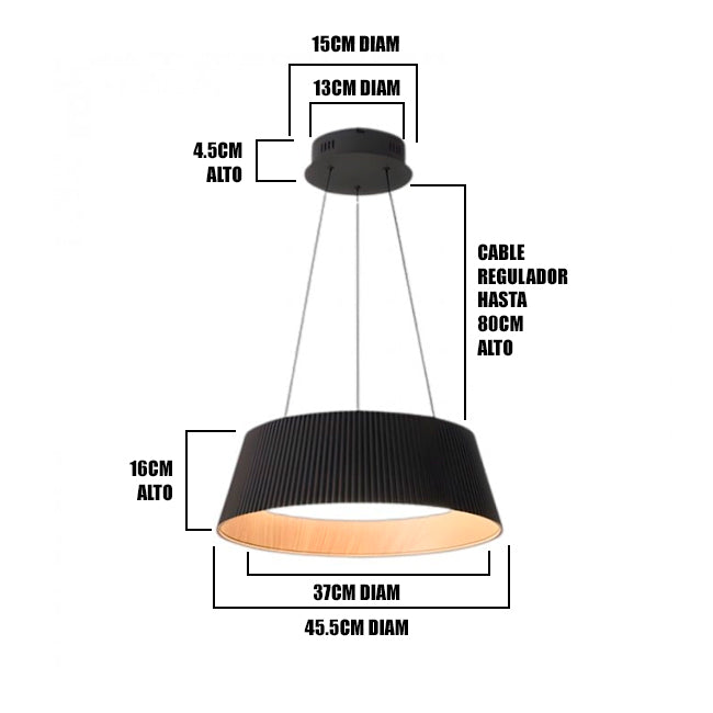 LÁMPARA COLGANTE DEVORA LED BLACK AND WOOD + CONTROL REMOTO