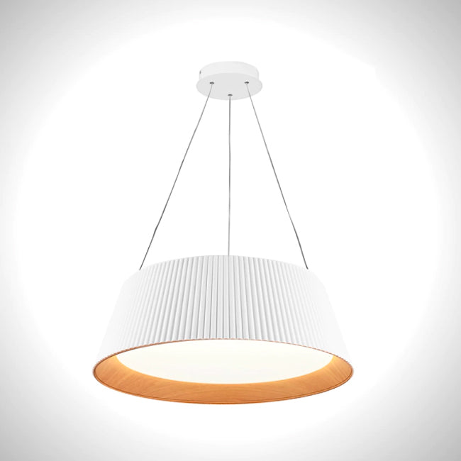 LÁMPARA COLGANTE DEVORA LED WHITE AND WOOD + CONTROL REMOTO