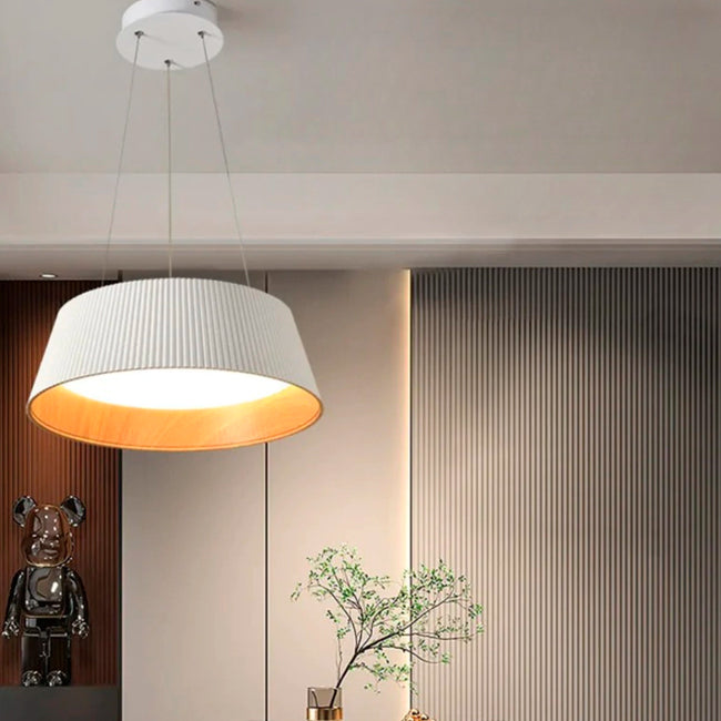 LÁMPARA COLGANTE DEVORA LED WHITE AND WOOD + CONTROL REMOTO