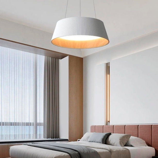 LÁMPARA COLGANTE DEVORA LED WHITE AND WOOD + CONTROL REMOTO
