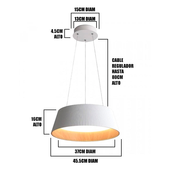 LÁMPARA COLGANTE DEVORA LED WHITE AND WOOD + CONTROL REMOTO