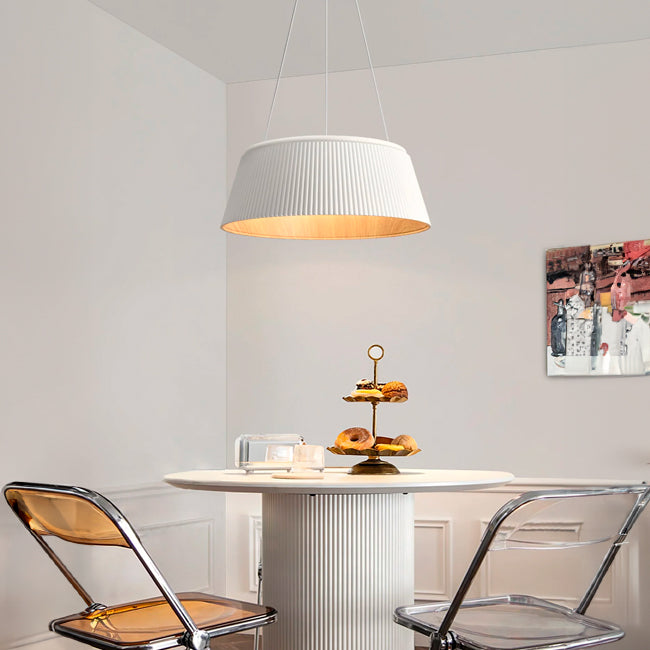 LÁMPARA COLGANTE DEVORA LED WHITE AND WOOD + CONTROL REMOTO
