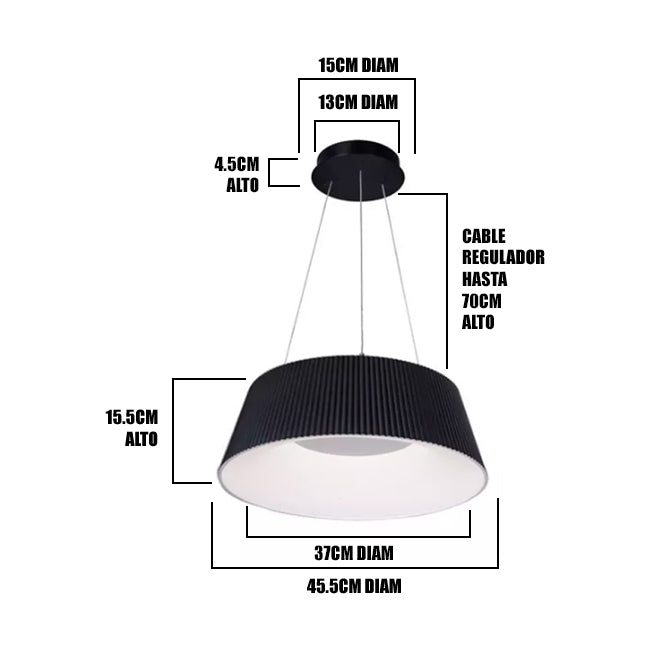 LÁMPARA COLGANTE ZELENSKA BLACK LED + CONTROL REMOTO