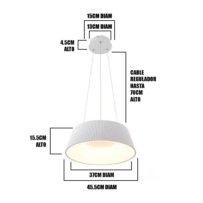 LÁMPARA COLGANTE ZELENSKA WHITE LED + CONTROL REMOTO