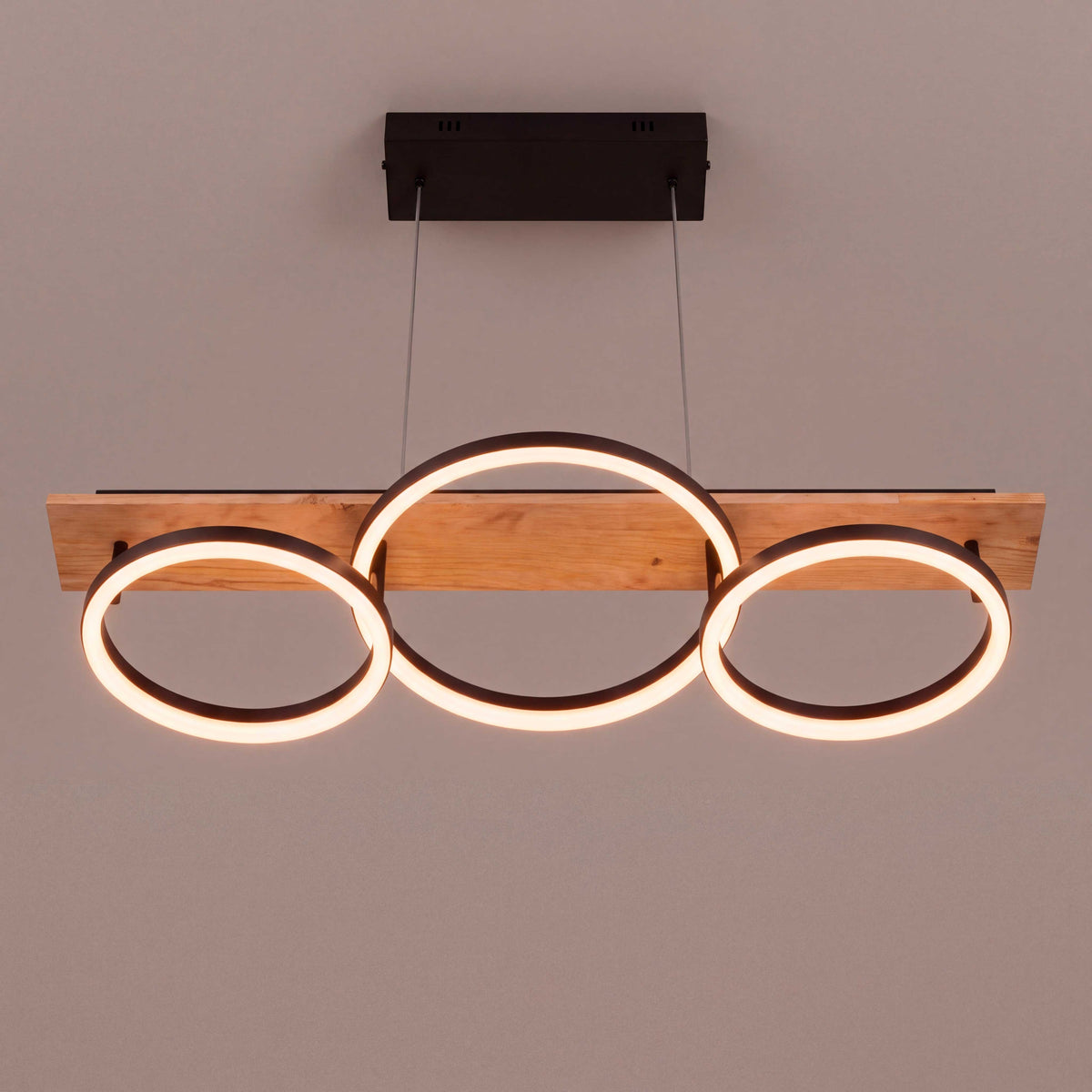 LÁMPARA COLGANTE LED ARIA BLACK AND WOOD + CONTROL REMOTO