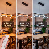 LÁMPARA COLGANTE LED ARIA BLACK AND WOOD + CONTROL REMOTO