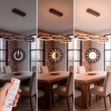 LÁMPARA COLGANTE LED ARIA BLACK AND WOOD + CONTROL REMOTO
