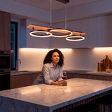 LÁMPARA COLGANTE LED ARIA BLACK AND WOOD + CONTROL REMOTO