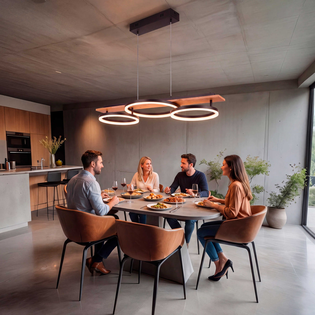 LÁMPARA COLGANTE LED ARIA BLACK AND WOOD + CONTROL REMOTO