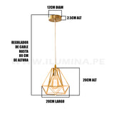 LÁMPARA COLGANTE TIPO JAULA DIAMANTE GOLD LED