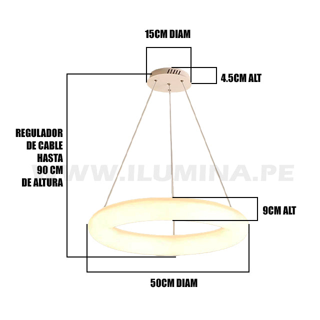 LÁMPARA COLGANTE DONA WHITE + CONTROL REMOTO LED