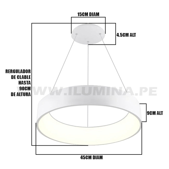 LÁMPARA COLGANTE DORIANA LED + CONTROL REMOTO