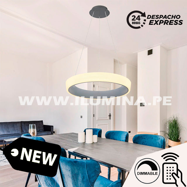 LÁMPARA COLGANTE DORIANA SLIM LED GRAY + CONTROL REMOTO