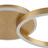 Primer plano del acabado dorado mate y difusor acrílico de luminaria circular i-Lumina.