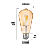 FOCO LED TIPO PERA FILAMENTO AMBER 6W 2700K LUZ CÁLIDA ASH