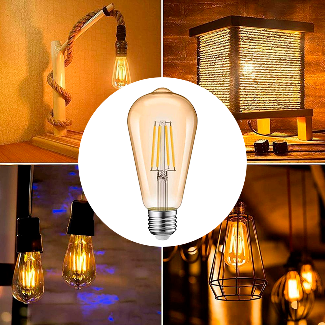FOCO LED TIPO PERA FILAMENTO AMBER 6W 2700K LUZ CÁLIDA ASH