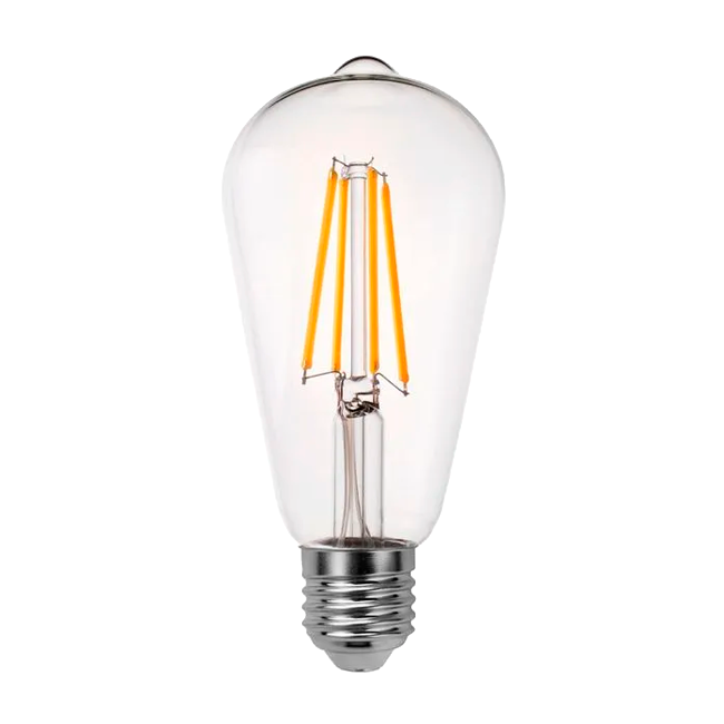 FOCO LED TIPO TUBULAR ST64 FILAMENTO TRANSP 6W 2700K LUZ CÁLIDA ASH