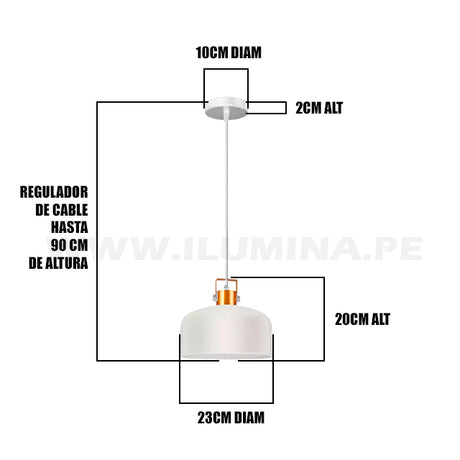 LÁMPARA COLGANTE CAMPANA DE ALUMINIO URIEL WHITE AND GOLD