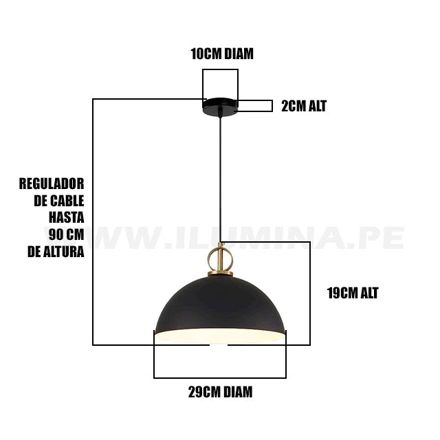 LÁMPARA COLGANTE CAMPANA DE ALUMINIO ELA7239