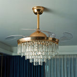 ventilador de techo con aspas retractiles invisibles sala moderna