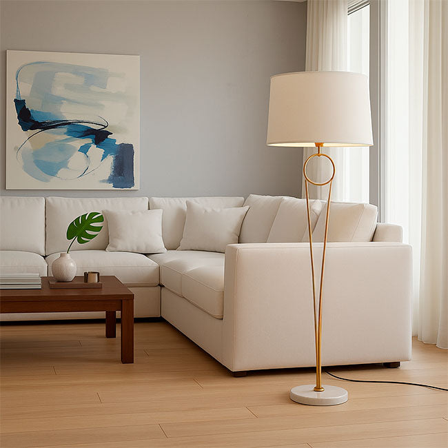 LÁMPARA DE PIE OLINDA GOLD AND WHITE - SIN FOCO