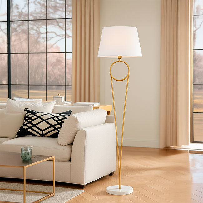 LÁMPARA DE PIE OLINDA GOLD AND WHITE - SIN FOCO