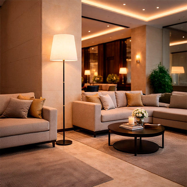 LÁMPARA DE PIE MACARENA BLACK LED - SIN FOCO