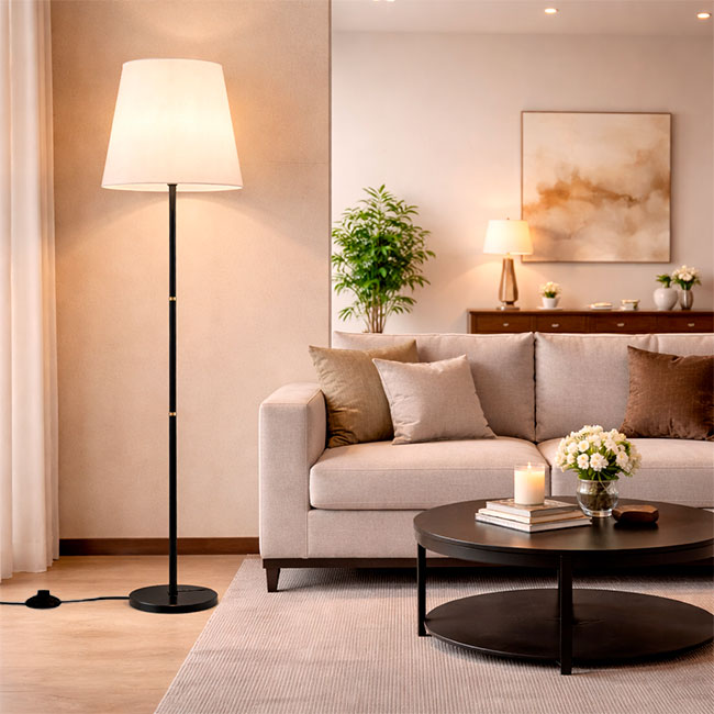 LÁMPARA DE PIE MACARENA BLACK LED - SIN FOCO