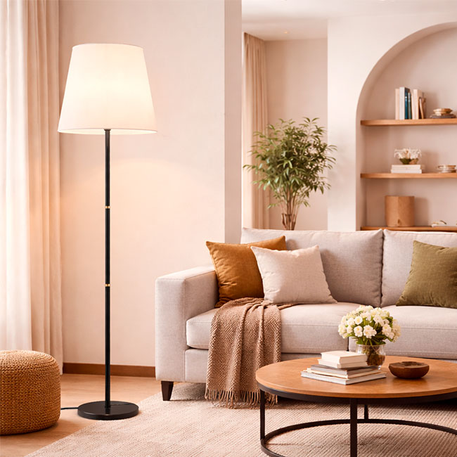 LÁMPARA DE PIE MACARENA BLACK LED - SIN FOCO