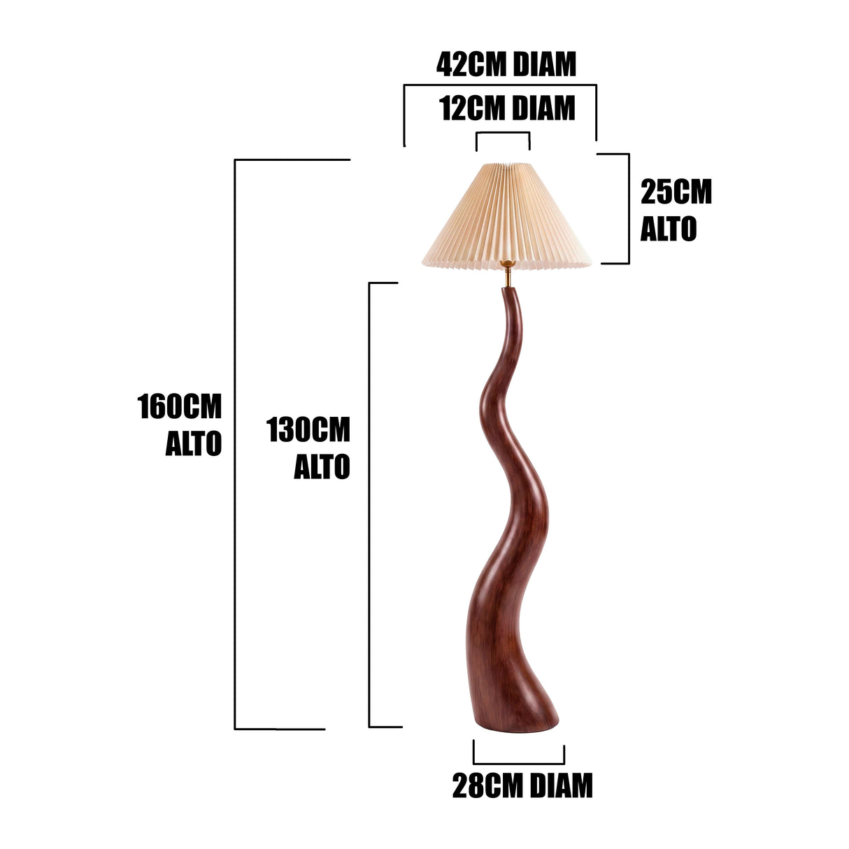 LÁMPARA DE PIE PREMIUM ESCULTÓRICA DUNA WOOD NOGAL - SIN FOCO