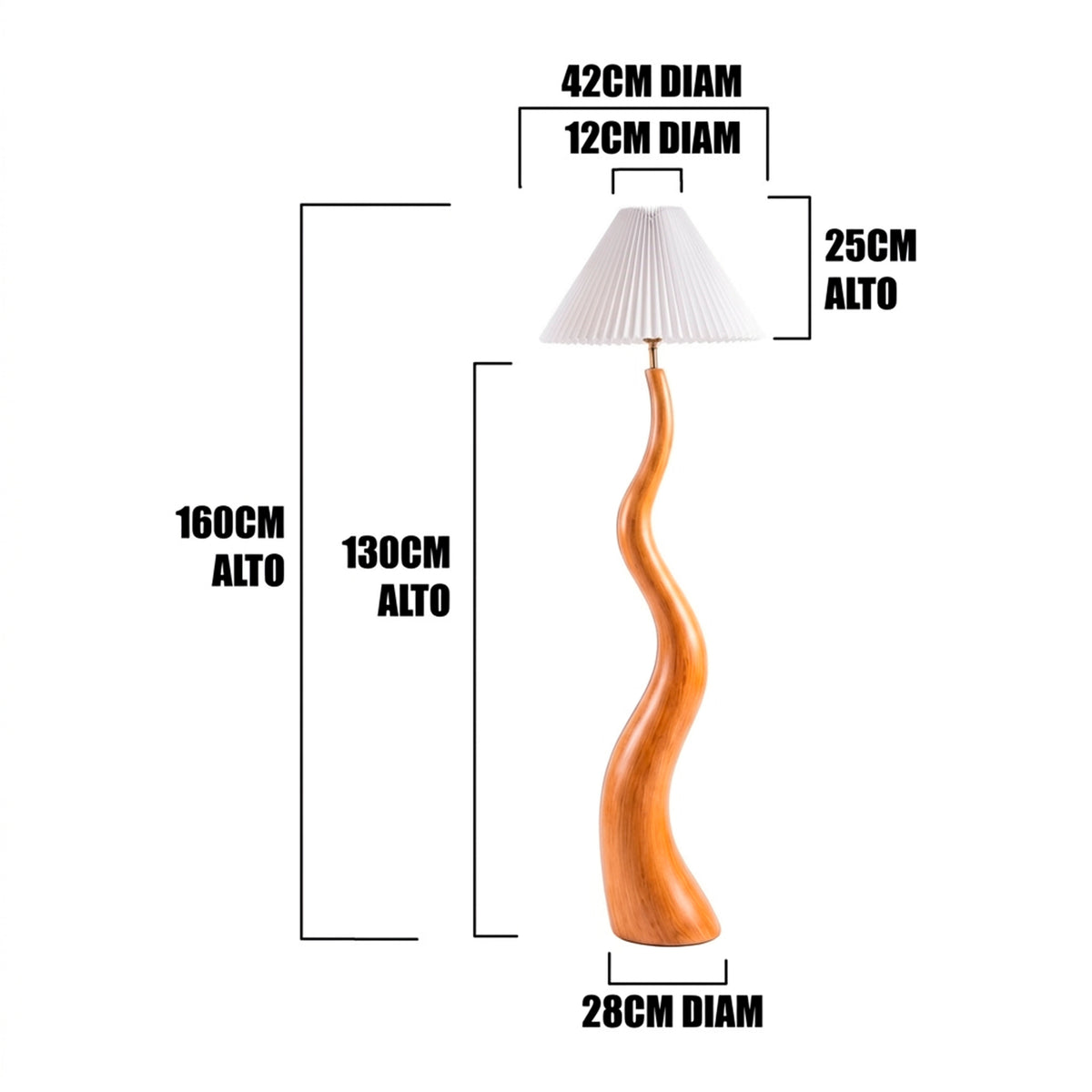 LÁMPARA DE PIE PREMIUM ESCULTÓRICA DUNA WOOD NATURAL - SIN FOCO