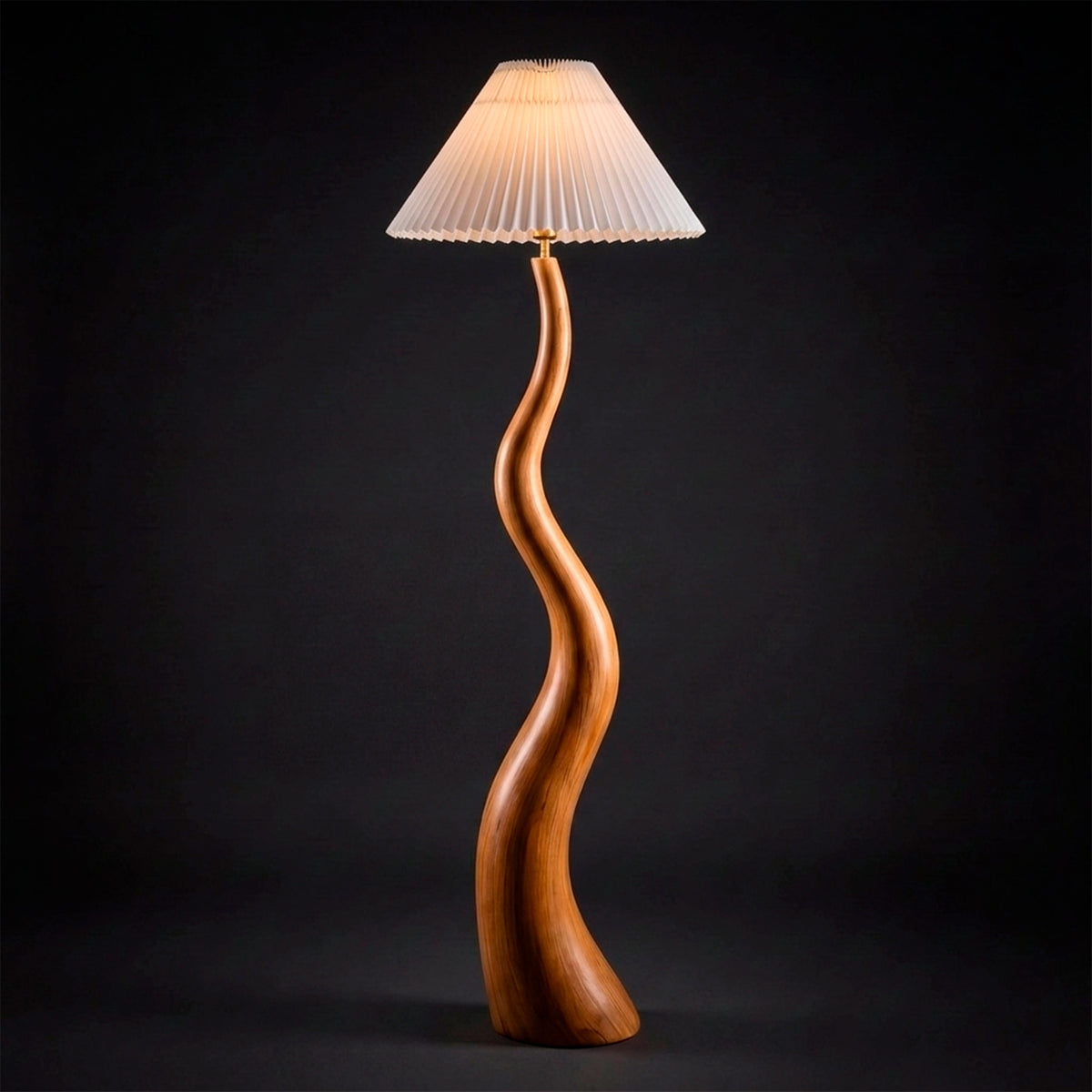 LÁMPARA DE PIE PREMIUM ESCULTÓRICA DUNA WOOD NATURAL - SIN FOCO