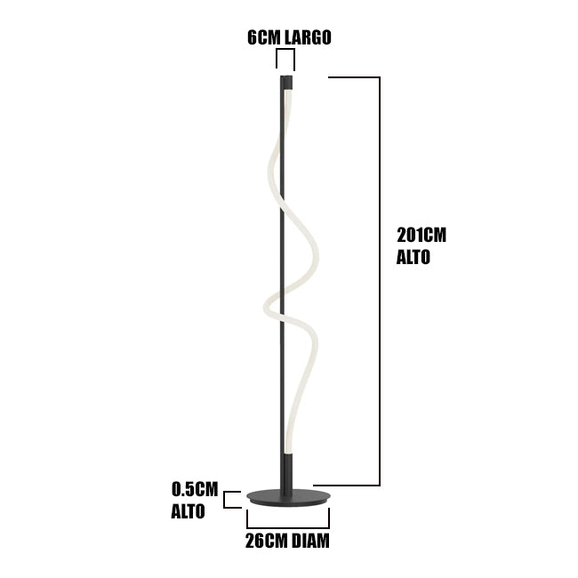 LÁMPARA DE PIE TILSA BLACK LED 55W TRICOLOR