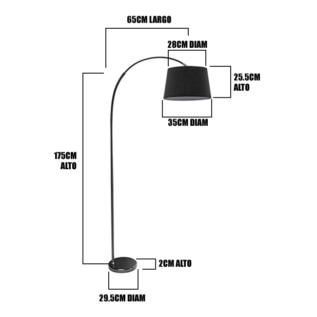 LÁMPARA DE PIE SOFIA BLACK LED - SIN FOCO