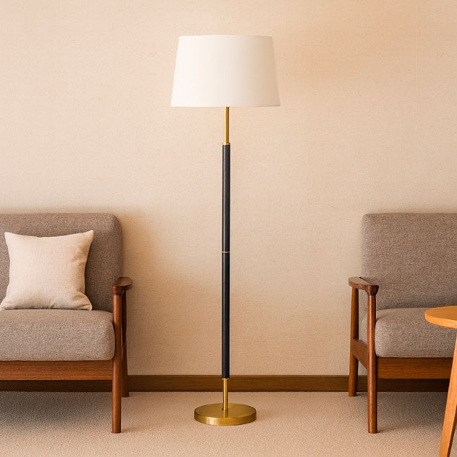 LÁMPARA DE PIE JESSICA GOLD AND DARK NOGAL - SIN FOCO