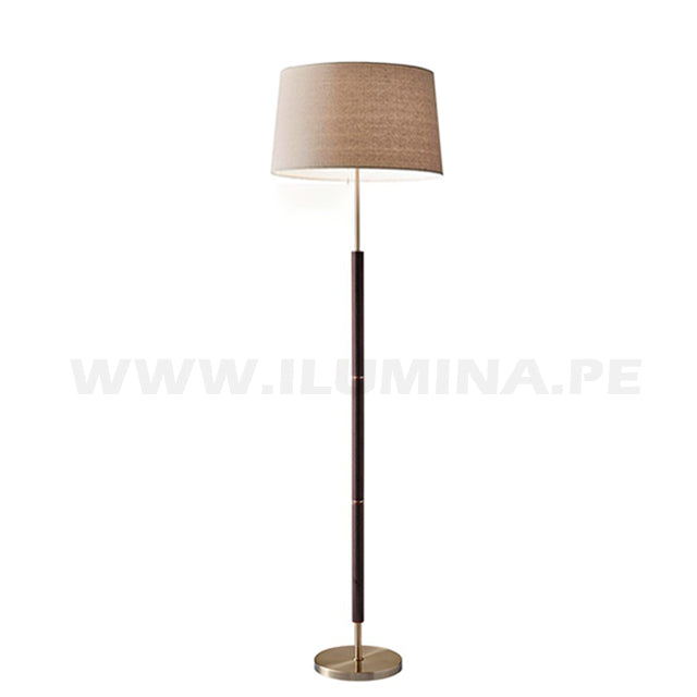 LÁMPARA DE PIE JESSICA GOLD AND DARK NOGAL + FOCO LED 12W OSRAM LUZ CÁLIDA E27