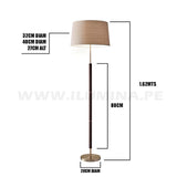 LÁMPARA DE PIE JESSICA GOLD AND DARK NOGAL + FOCO LED 12W OSRAM LUZ CÁLIDA E27
