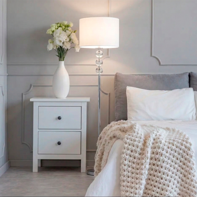 LÁMPARA DE PIE KRYSTAL LUX SILVER - SIN FOCO