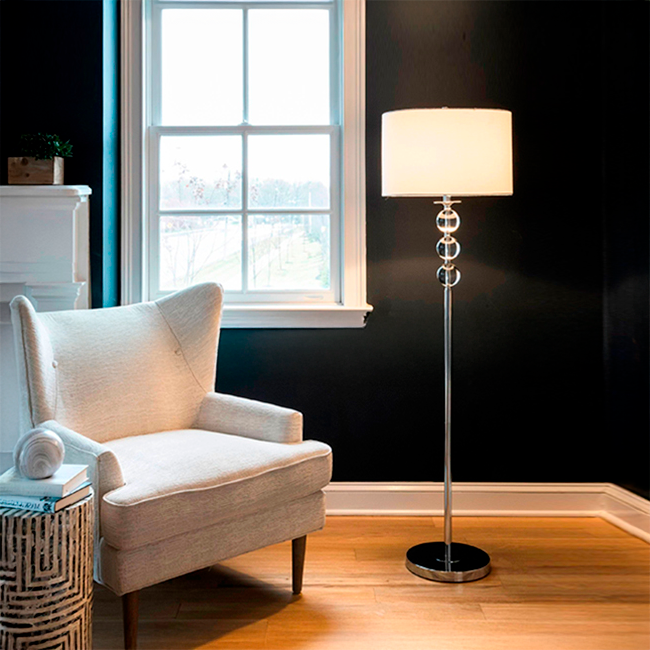 LÁMPARA DE PIE KRYSTAL LUX SILVER - SIN FOCO