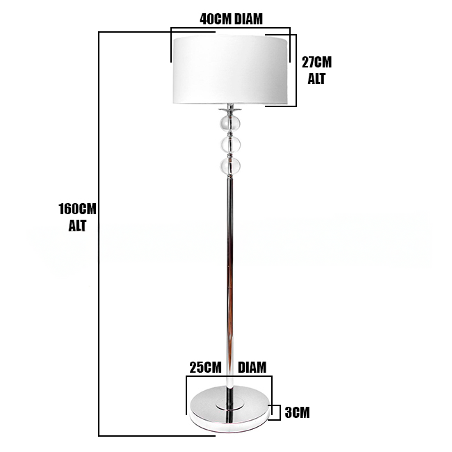 LÁMPARA DE PIE KRYSTAL LUX SILVER - SIN FOCO