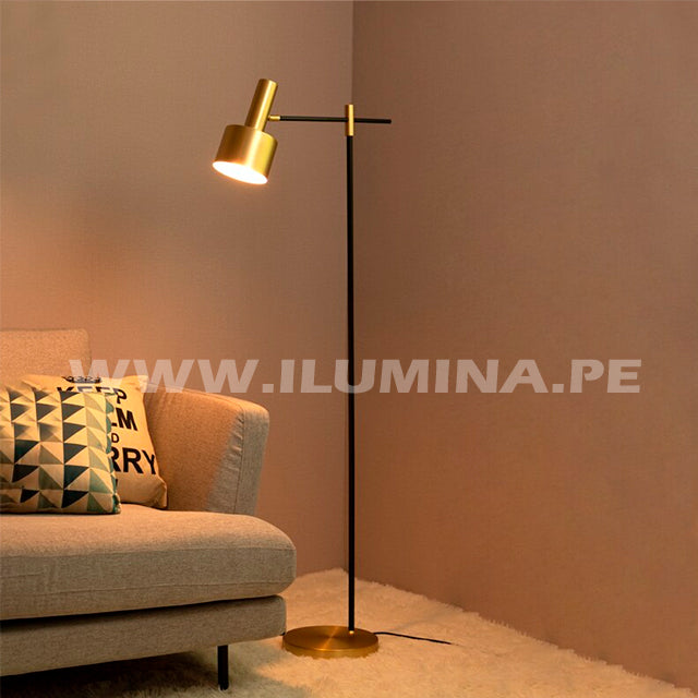 LÁMPARA DE PIE IRLANDA GOLD LED + FOCO LED 12W LUZ CÁLIDA