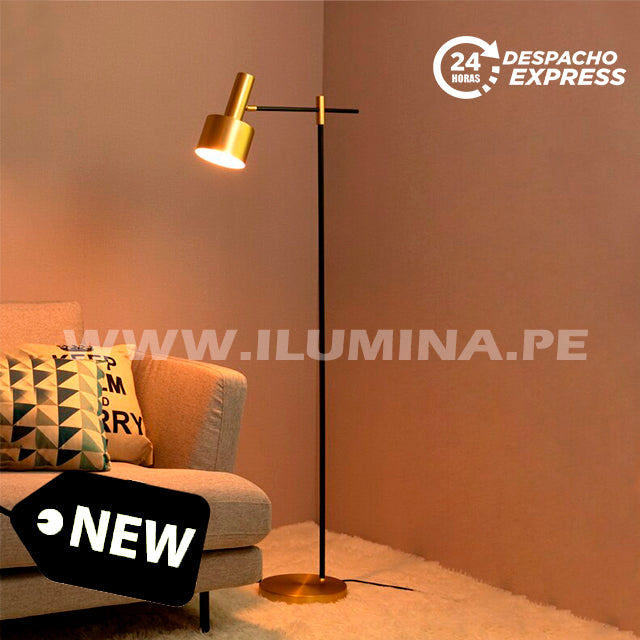 LÁMPARA DE PIE IRLANDA GOLD LED + FOCO LED 12W LUZ CÁLIDA