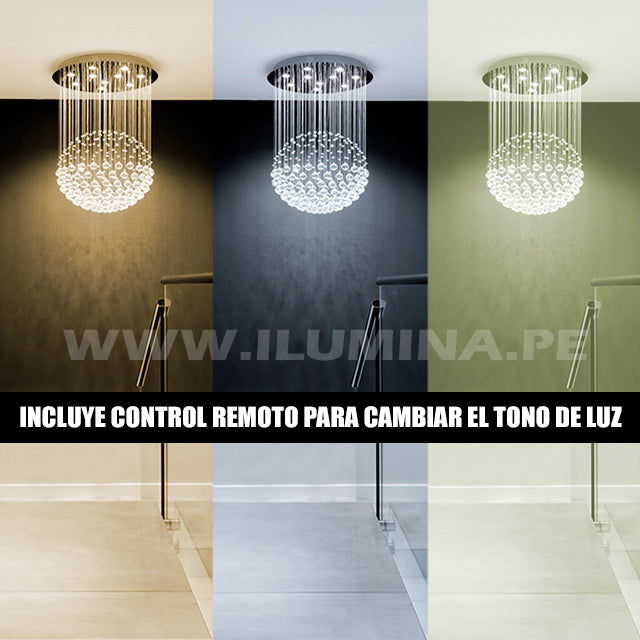 LÁMPARA COLGANTE KRYSTAL MONTIEL LED + CONTROL REMOTO