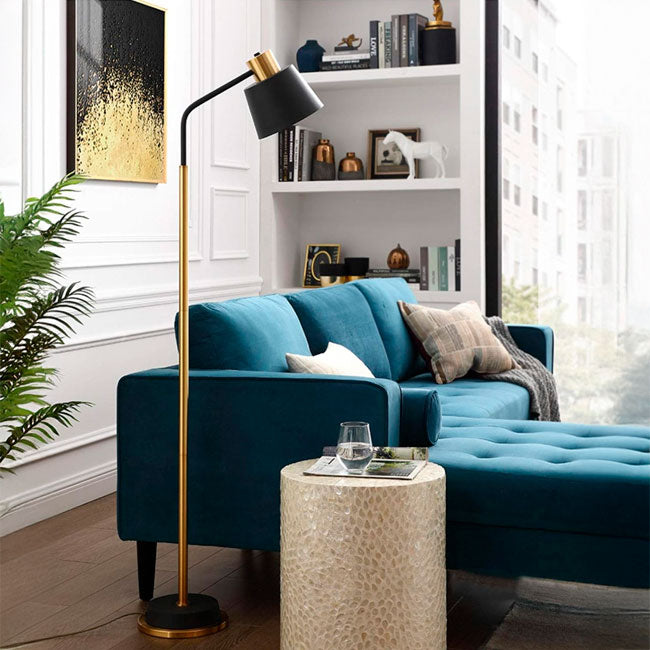 LÁMPARA DE PIE LUXIANA BLACK AND GOLD LED - SIN FOCO