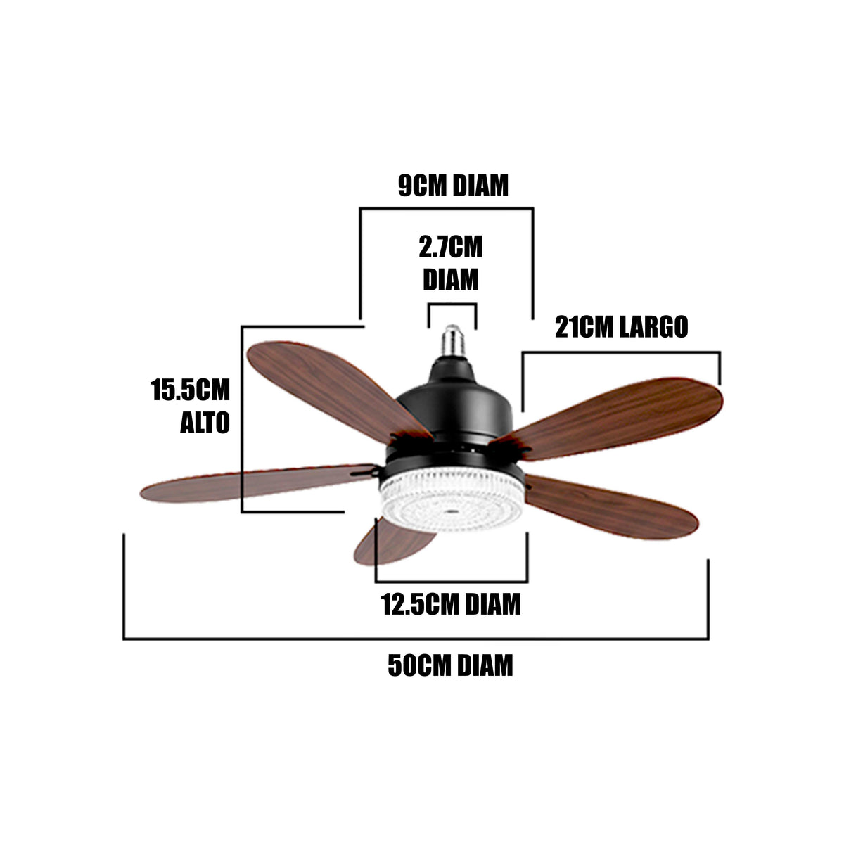 FOCO VENTILADOR LED AIR-5 MASTER COOL BLACK AND NOGAL 18W + CONTROL REMOTO