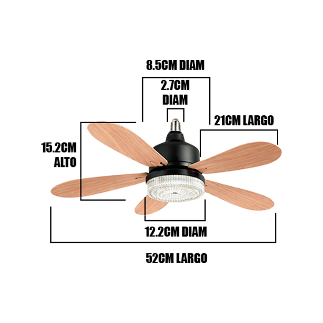 FOCO VENTILADOR LED AIR-5 MASTER COOL BLACK AND WOOD 18W + CONTROL REMOTO