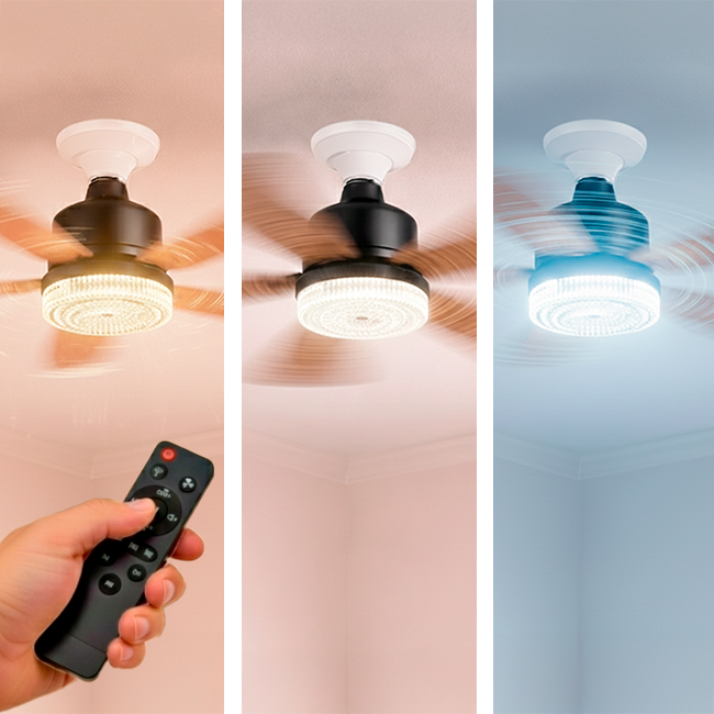 FOCO VENTILADOR LED AIR-5 MASTER COOL BLACK AND WOOD 18W + CONTROL REMOTO