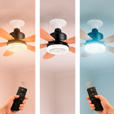 FOCO VENTILADOR LED AIR-5 MASTER COOL BLACK AND WOOD 18W + CONTROL REMOTO